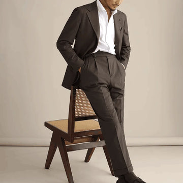 158.26Aidase New Men Suits 2 Pieces Slim Fit Casual Business Formal Brown Notch Lapel Tuxedos for Wedding Groomsmen (Blazer+Pants) aidase-shop